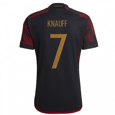 Kandiny Mujer Camiseta Alemania Ansgar Knauff #7 Granate Negro 2ª Equipación 22-24 La Camisa Chile