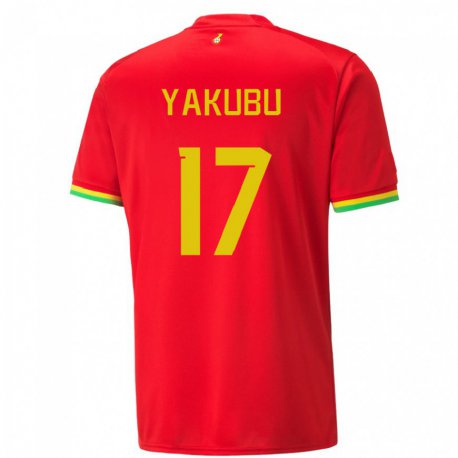 Kandiny Mujer Camiseta Ghana Mustapha Yakubu #17 Rojo 2ª Equipación 22-24 La Camisa Chile