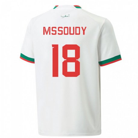 Kandiny Mujer Camiseta Marruecos Sanaa Mssoudy #18 Blanco 2ª Equipación 22-24 La Camisa Chile
