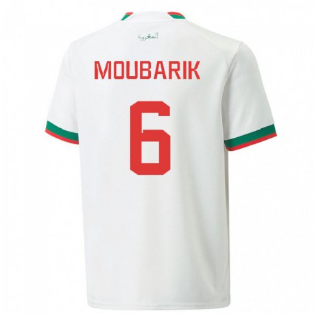 Kandiny Mujer Camiseta Marruecos El Mehdi Moubarik #6 Blanco 2ª Equipación 22-24 La Camisa Chile