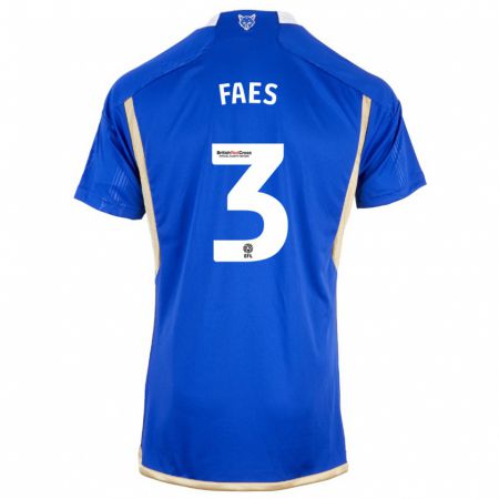 Kandiny Niño Camiseta Wout Faes #3 Azul 1ª Equipación 2023/24 La Camisa Chile