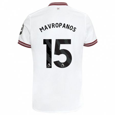 Kandiny Niño Camiseta Konstantinos Mavropanos #15 Blanco 2ª Equipación 2023/24 La Camisa Chile