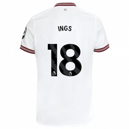 Kandiny Niño Camiseta Danny Ings #18 Blanco 2ª Equipación 2023/24 La Camisa Chile