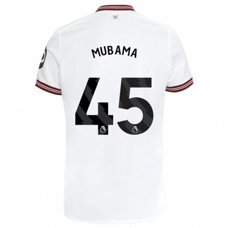 Kandiny Niño Camiseta Divin Mubama #45 Blanco 2ª Equipación 2023/24 La Camisa Chile