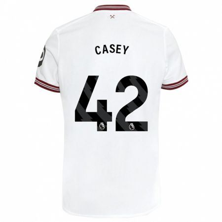 Kandiny Niño Camiseta Kaelan Casey #42 Blanco 2ª Equipación 2023/24 La Camisa Chile