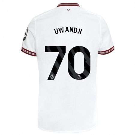 Kandiny Niño Camiseta Blaise Uwandji #70 Blanco 2ª Equipación 2023/24 La Camisa Chile