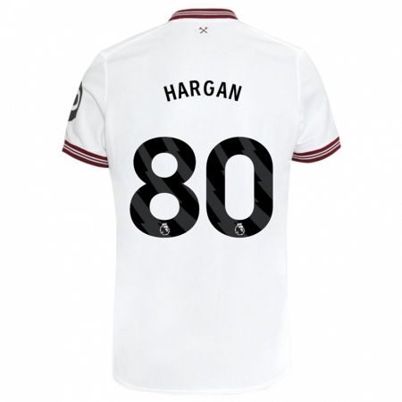 Kandiny Niño Camiseta Riley Hargan #80 Blanco 2ª Equipación 2023/24 La Camisa Chile
