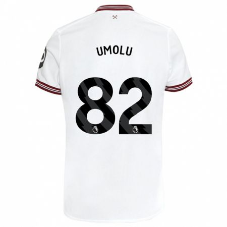 Kandiny Niño Camiseta Jemiah Umolu #82 Blanco 2ª Equipación 2023/24 La Camisa Chile