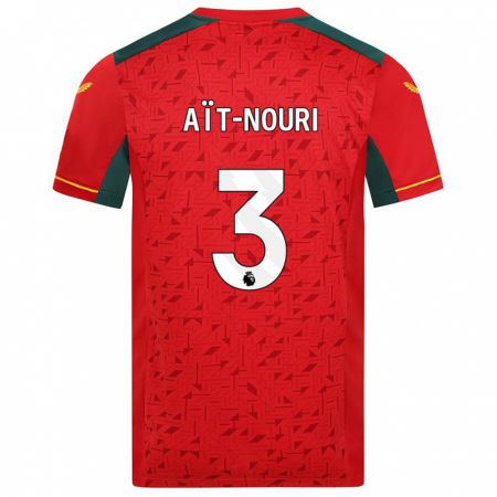 Kandiny Niño Camiseta Rayan Aït-Nouri #3 Rojo 2ª Equipación 2023/24 La Camisa Chile