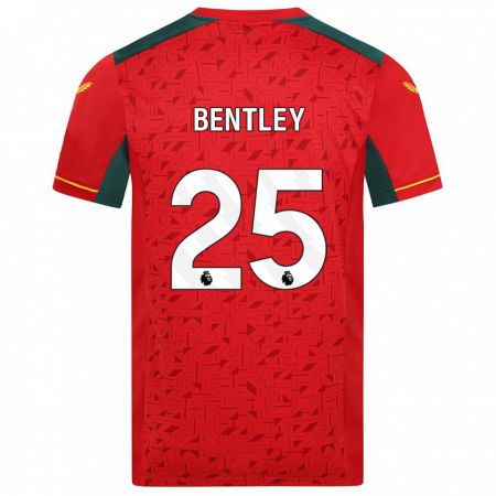 Kandiny Niño Camiseta Daniel Bentley #25 Rojo 2ª Equipación 2023/24 La Camisa Chile