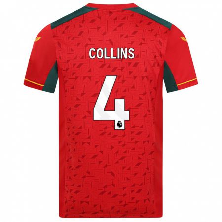 Kandiny Niño Camiseta Nathan Collins #4 Rojo 2ª Equipación 2023/24 La Camisa Chile