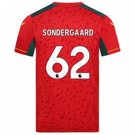 Kandiny Niño Camiseta Andreas Sondergaard #62 Rojo 2ª Equipación 2023/24 La Camisa Chile
