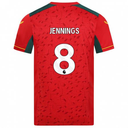 Kandiny Niño Camiseta Shannie Jennings #8 Rojo 2ª Equipación 2023/24 La Camisa Chile