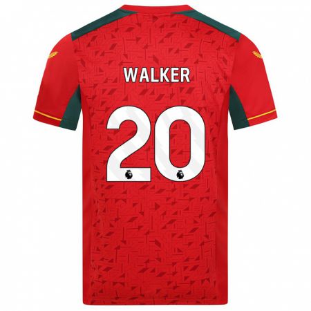 Kandiny Niño Camiseta Lowri Walker #20 Rojo 2ª Equipación 2023/24 La Camisa Chile