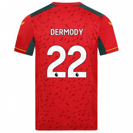 Kandiny Niño Camiseta Helen Dermody #22 Rojo 2ª Equipación 2023/24 La Camisa Chile