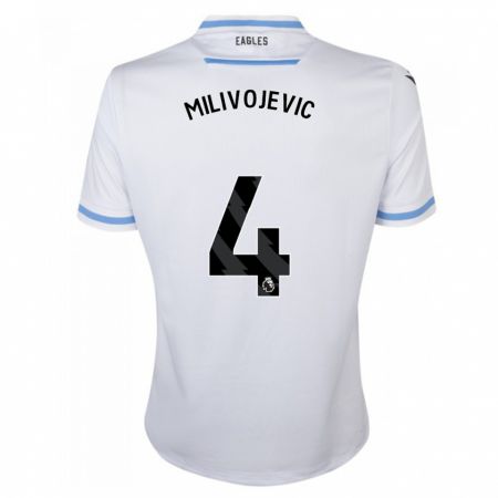 Kandiny Niño Camiseta Luka Milivojevic #4 Blanco 2ª Equipación 2023/24 La Camisa Chile