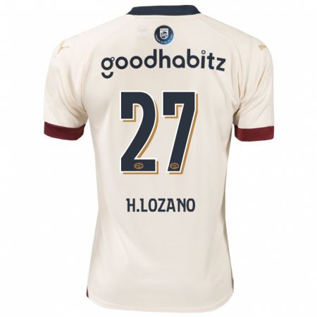Kandiny Niño Camiseta Hirving Lozano #27 Blanquecino 2ª Equipación 2023/24 La Camisa Chile