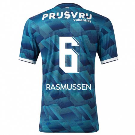 Kandiny Niño Camiseta Jacob Rasmussen #6 Azul 2ª Equipación 2023/24 La Camisa Chile