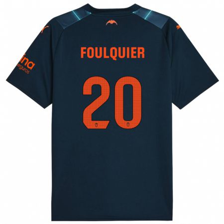 Kandiny Niño Camiseta Dimitri Foulquier #20 Azul Marino 2ª Equipación 2023/24 La Camisa Chile