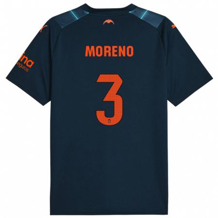 Kandiny Niño Camiseta Diego Moreno #3 Azul Marino 2ª Equipación 2023/24 La Camisa Chile