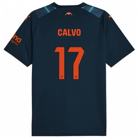 Kandiny Niño Camiseta Borja Calvo #17 Azul Marino 2ª Equipación 2023/24 La Camisa Chile