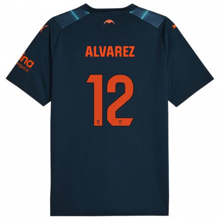 Kandiny Niño Camiseta Sofia Alvarez #12 Azul Marino 2ª Equipación 2023/24 La Camisa Chile