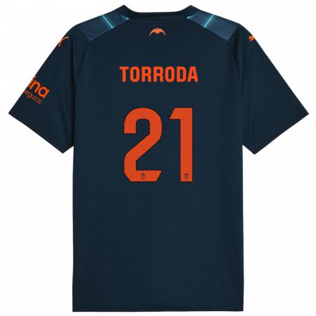 Kandiny Niño Camiseta Anna Torroda #21 Azul Marino 2ª Equipación 2023/24 La Camisa Chile