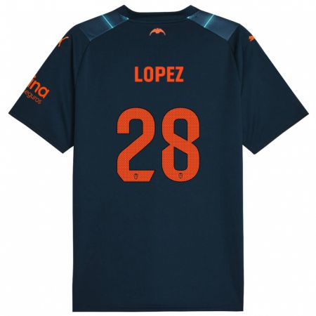 Kandiny Niño Camiseta Saray Lopez #28 Azul Marino 2ª Equipación 2023/24 La Camisa Chile