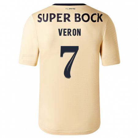Kandiny Niño Camiseta Gabriel Veron #7 Beige-Dorado 2ª Equipación 2023/24 La Camisa Chile