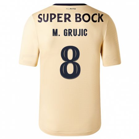 Kandiny Niño Camiseta Marko Grujic #8 Beige-Dorado 2ª Equipación 2023/24 La Camisa Chile