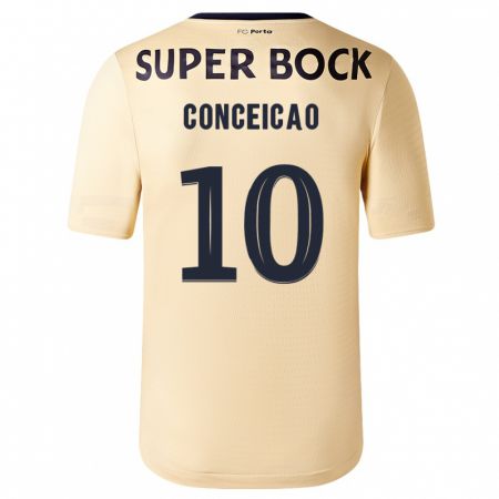 Kandiny Niño Camiseta Francisco Conceição #10 Beige-Dorado 2ª Equipación 2023/24 La Camisa Chile