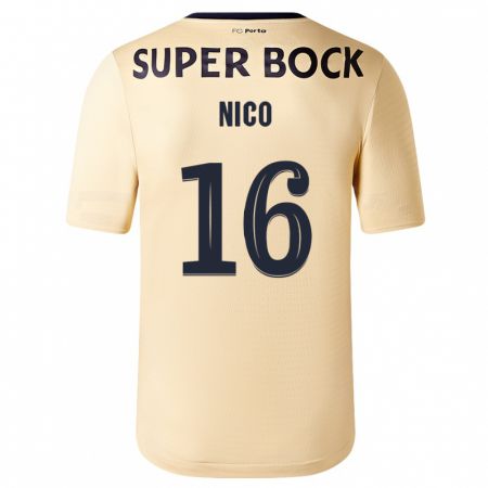 Kandiny Niño Camiseta Nico González #16 Beige-Dorado 2ª Equipación 2023/24 La Camisa Chile