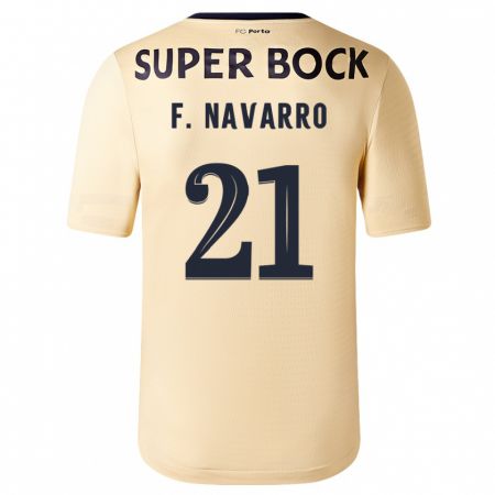 Kandiny Niño Camiseta Fran Navarro #21 Beige-Dorado 2ª Equipación 2023/24 La Camisa Chile