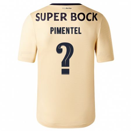 Kandiny Niño Camiseta Eric Pimentel #0 Beige-Dorado 2ª Equipación 2023/24 La Camisa Chile
