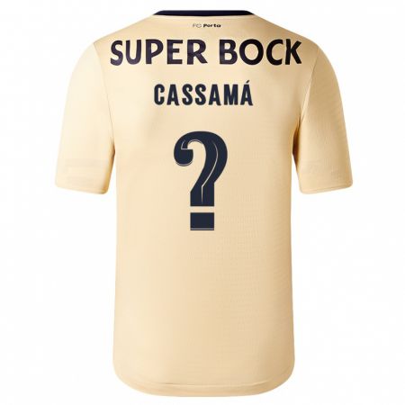Kandiny Niño Camiseta Adramane Cassamá #0 Beige-Dorado 2ª Equipación 2023/24 La Camisa Chile