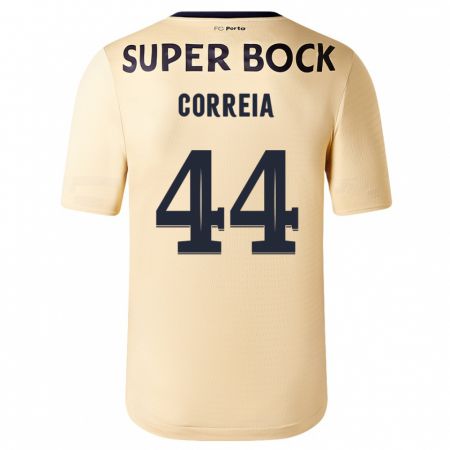 Kandiny Niño Camiseta Romain Correia #44 Beige-Dorado 2ª Equipación 2023/24 La Camisa Chile