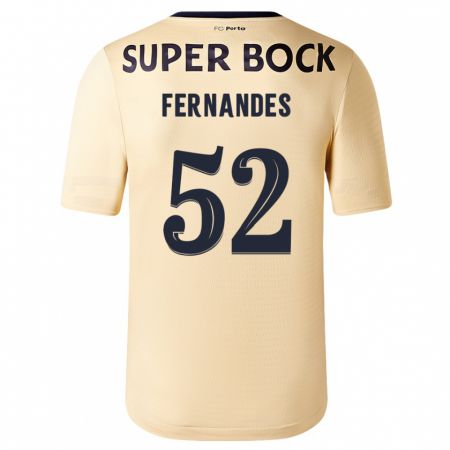 Kandiny Niño Camiseta Martim Fernandes #52 Beige-Dorado 2ª Equipación 2023/24 La Camisa Chile