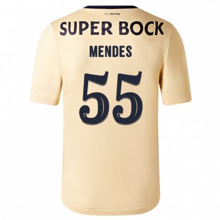 Kandiny Niño Camiseta João Mendes #55 Beige-Dorado 2ª Equipación 2023/24 La Camisa Chile