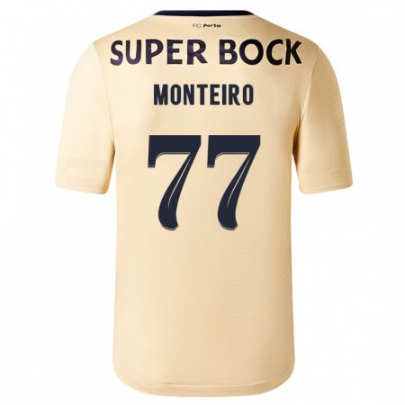 Kandiny Niño Camiseta Rui Monteiro #77 Beige-Dorado 2ª Equipación 2023/24 La Camisa Chile