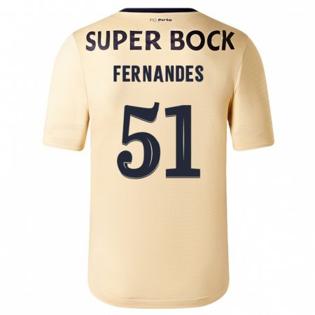 Kandiny Niño Camiseta Diogo Fernandes #51 Beige-Dorado 2ª Equipación 2023/24 La Camisa Chile