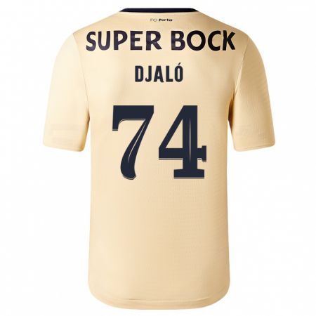Kandiny Niño Camiseta Ussumane Djaló #74 Beige-Dorado 2ª Equipación 2023/24 La Camisa Chile