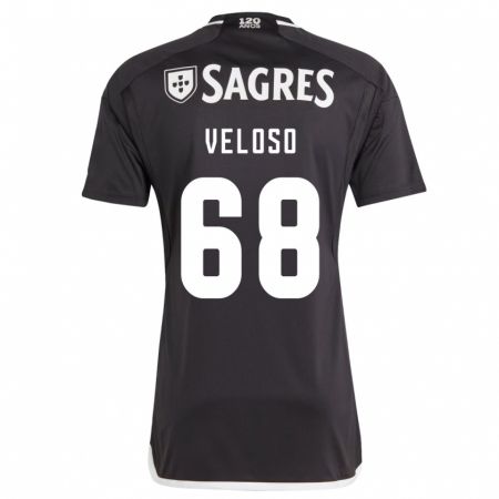 Kandiny Niño Camiseta João Veloso #68 Negro 2ª Equipación 2023/24 La Camisa Chile