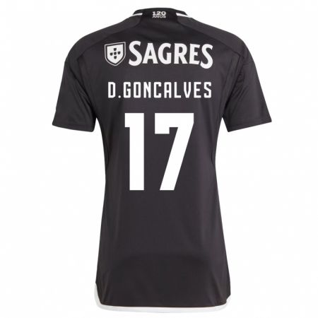 Kandiny Niño Camiseta Diogo Goncalves #17 Negro 2ª Equipación 2023/24 La Camisa Chile