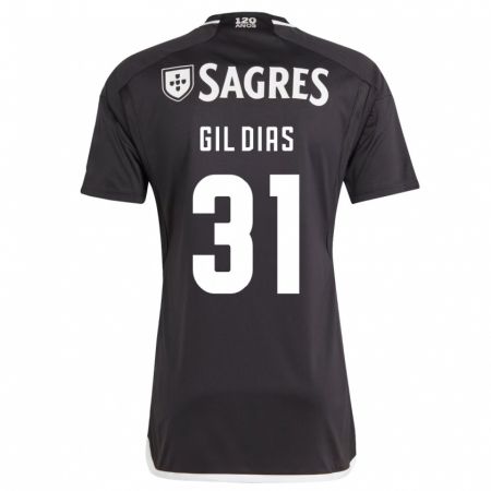 Kandiny Niño Camiseta Gil Dias #31 Negro 2ª Equipación 2023/24 La Camisa Chile
