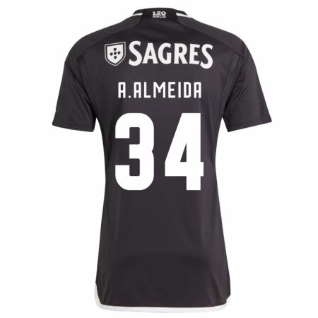 Kandiny Niño Camiseta Andre Almeida #34 Negro 2ª Equipación 2023/24 La Camisa Chile