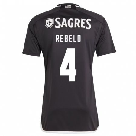 Kandiny Niño Camiseta Silvia Rebelo #4 Negro 2ª Equipación 2023/24 La Camisa Chile