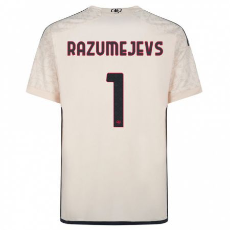 Kandiny Niño Camiseta Vladislavs Razumejevs #1 Blanquecino 2ª Equipación 2023/24 La Camisa Chile