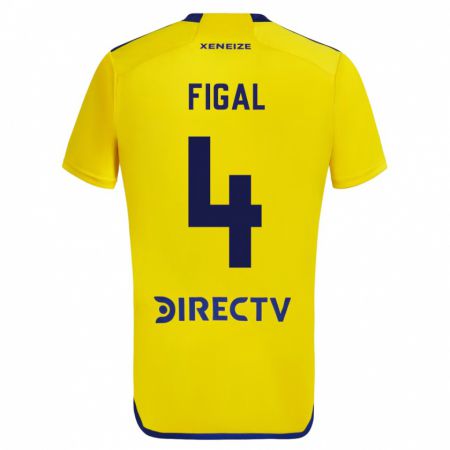 Kandiny Niño Camiseta Nicolás Figal #4 Amarillo 2ª Equipación 2023/24 La Camisa Chile
