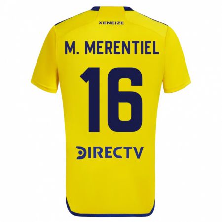 Kandiny Niño Camiseta Miguel Merentiel #16 Amarillo 2ª Equipación 2023/24 La Camisa Chile