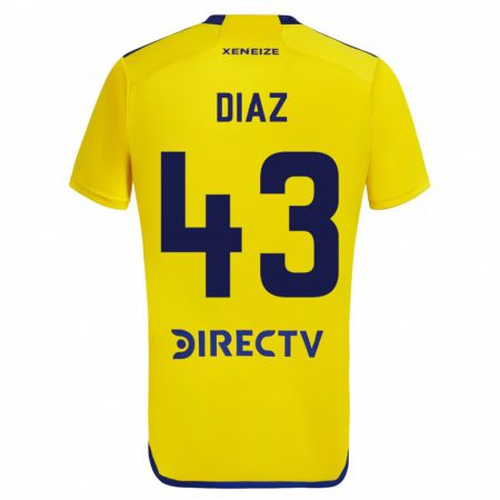 Kandiny Niño Camiseta Tomás Díaz #43 Amarillo 2ª Equipación 2023/24 La Camisa Chile